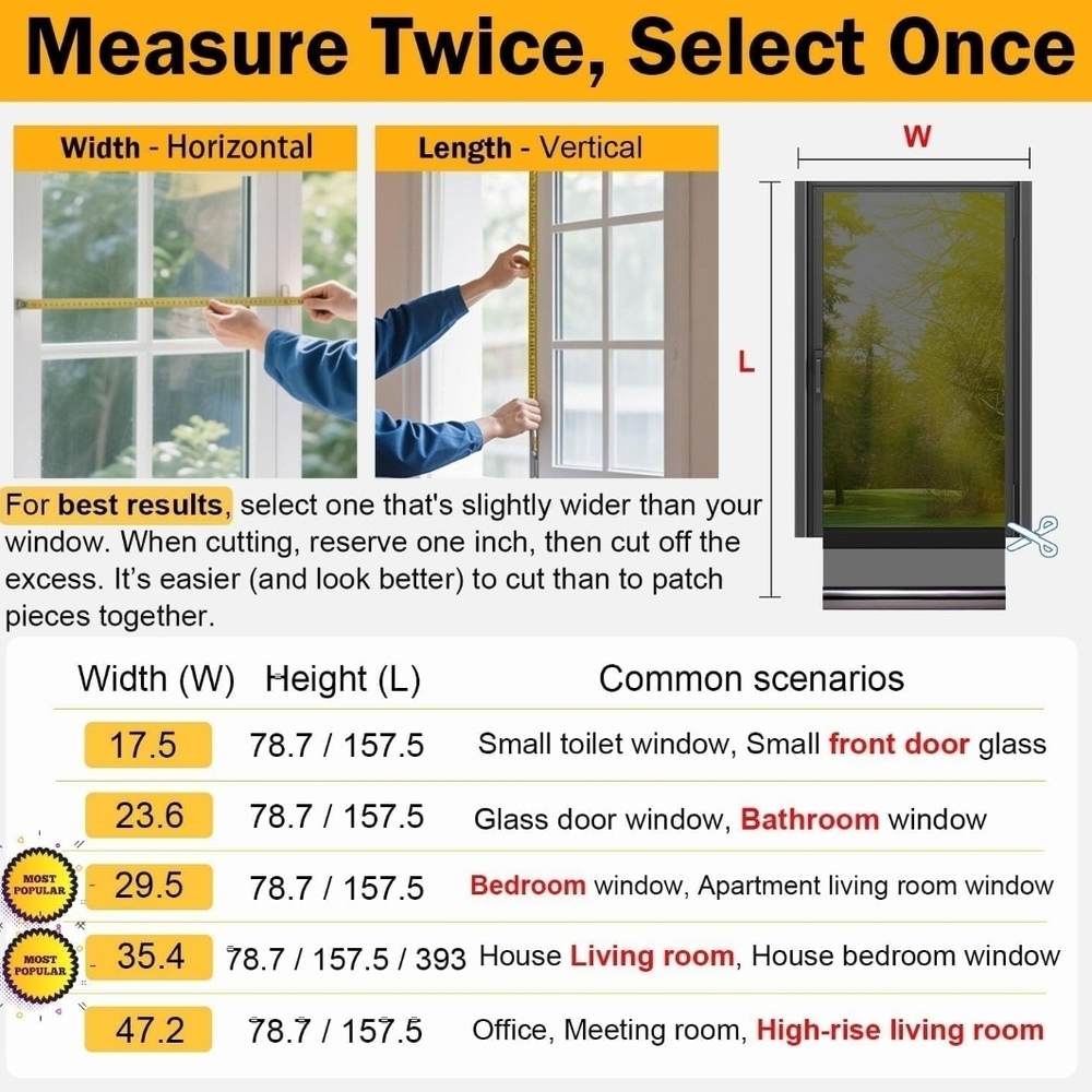 One Way UV Blocking Window Privacy Tint Film, Black-Silver, 29.5in x 78.74in - Picture 8 of 8
